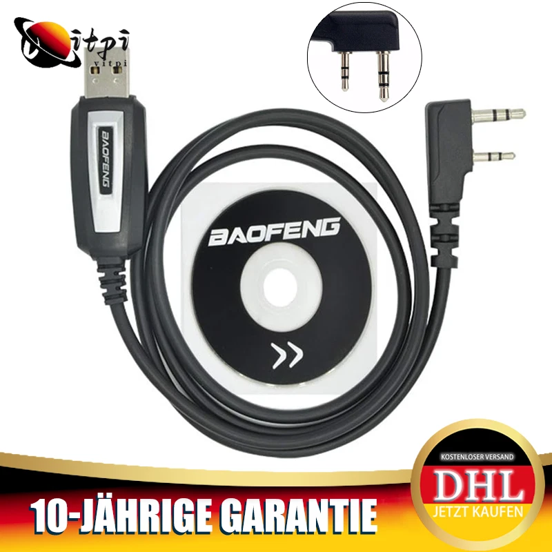 MARKENLOS Walkie Talkie USB Programmierkabel Für Baofeng UV-5R Treiber-CD Software BF-888S