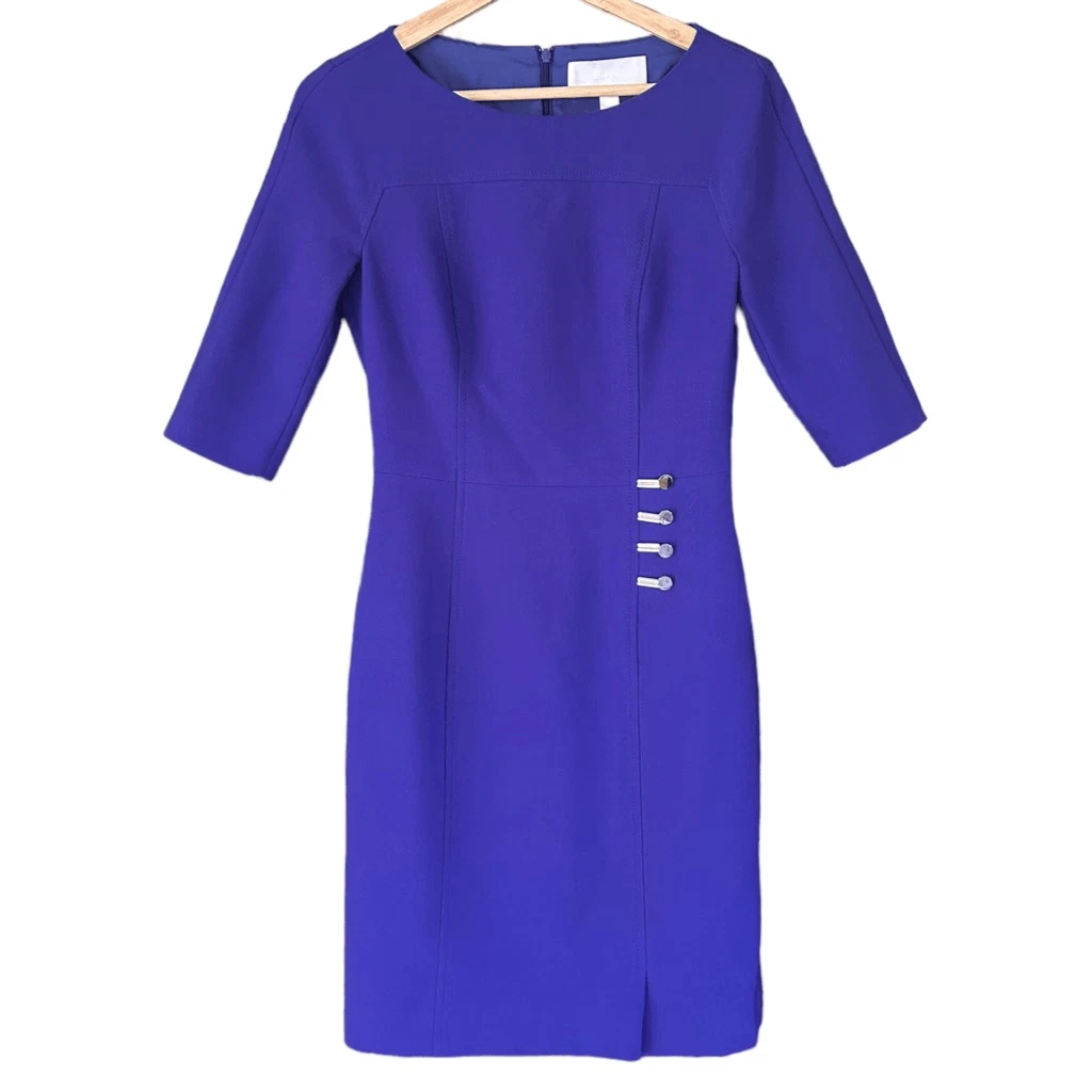Hugo Boss Disoma Sheath Dress Deep Lilac Bateau Neckline Half Sleeve Small