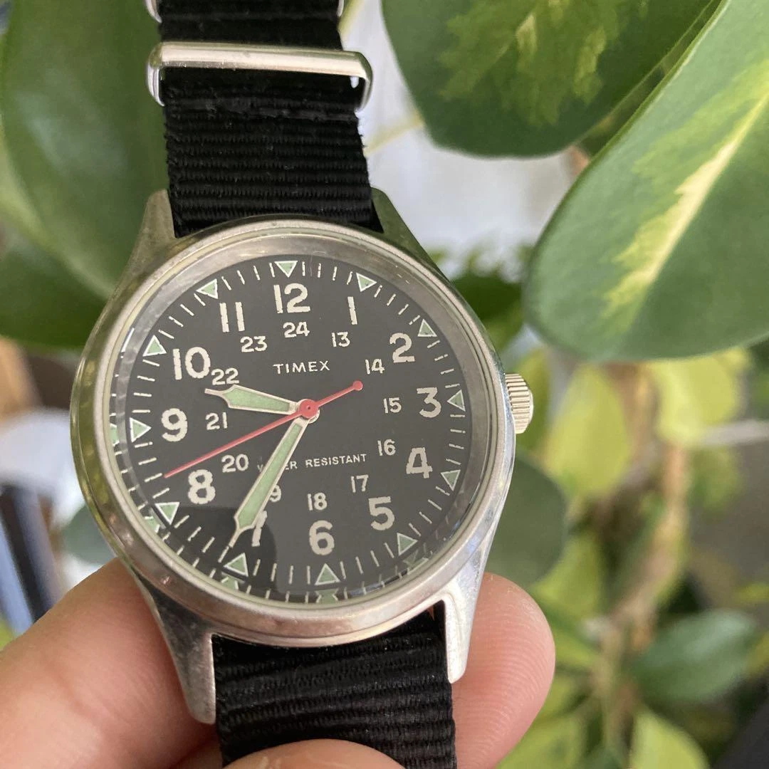 Timex J.Crew Collaboration Classic Watch Black Nylon Strap used