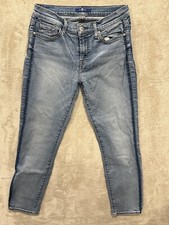 7 For All Mankind Size 27 High Waist Slim Kick Ankle Length Jeans Stretch Denim