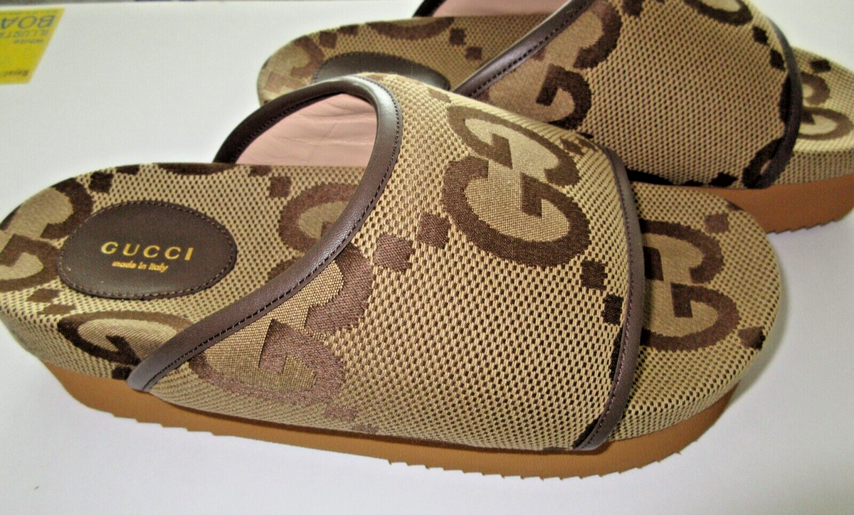 ★GUCCI ★ロゴ入りミュール ベージュ・ブラウン　サイズ7 1/2 ☆GUCCI ☆ロゴ入りミュール ベージュ・ブラウン サイズ7 1/2