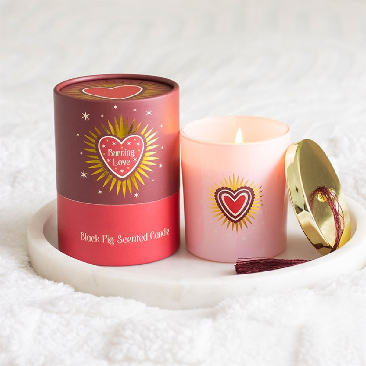 Burning Love Black Fig Scented Candle. Valentine's Day Gift.