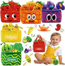 Play Food Toddlers 1-3 Plush My First Fruit Vegetables Basket Color Sorting