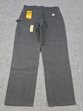 Carhartt Pants Mens 40x34 Black B01 Double Knee Duck Utility Workwear Loose NEW