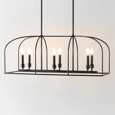 Lighting Collection Bryndan Black 6-Light Adjustable Chandelier Linear Light ...