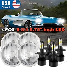 4PCS DOT 5 3/4" 5.75" LED Headlights Hi-Lo Beam for Chevrolet Corvette C1 C2 C3