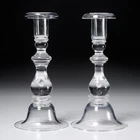 Pair Steuben Signed Crystal Art Glass Teardrop # 7792 Baluster 9" Candlesticks B