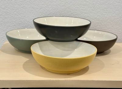 Lot of 4 Noritake Colorwave Coupe Cereal Bowls Graphite Mustard Green Chocolate