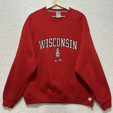 Russell University of Wisconsin Badgers Red Sweatshirt Embroidered Bunny Sz XL