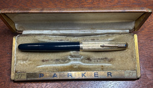 Vintage 1946 Cedar Blue Parker 51 Gold Filled Vacumatic Fountain Pen Fine Nib