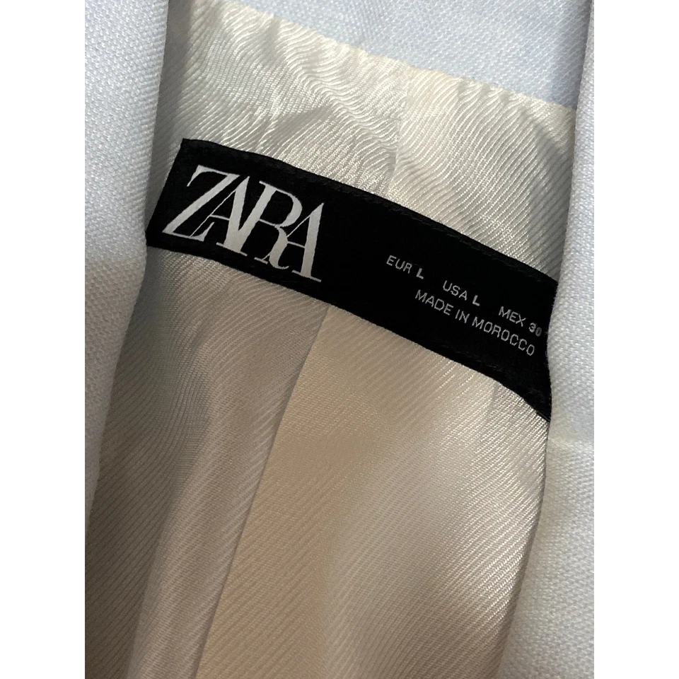 Jaqueta Zara Feminina Azul Peito Duplo Pico Lapela Cropped Blazer Tamanho G - Imagem 3 de 4