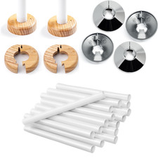 Radiator Pipe Covers White 15mm x 19.5cm, Chrome & Wooden Radiator Pipe Collars