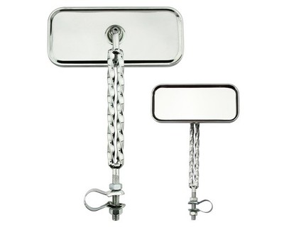 Bike Two Rectangle Double Square Twisted Mirror All Chrome.