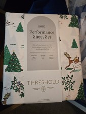 Threshold Queen 400Thread Count Performance Holiday Sheet Set Green Holly COTTON