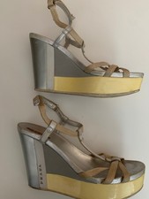 Prada Vintage Y2K Platform Wedge Sandals EU 39.5 Silver