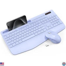 Trueque Wireless Keyboard & Mouse Set - Ergonomic Silent 2.4GHz Combo for PC/Mac