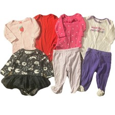 Baby Girl Infant 0-3M Carter's Bodysuit Pajama Pants Lot 7 PCs