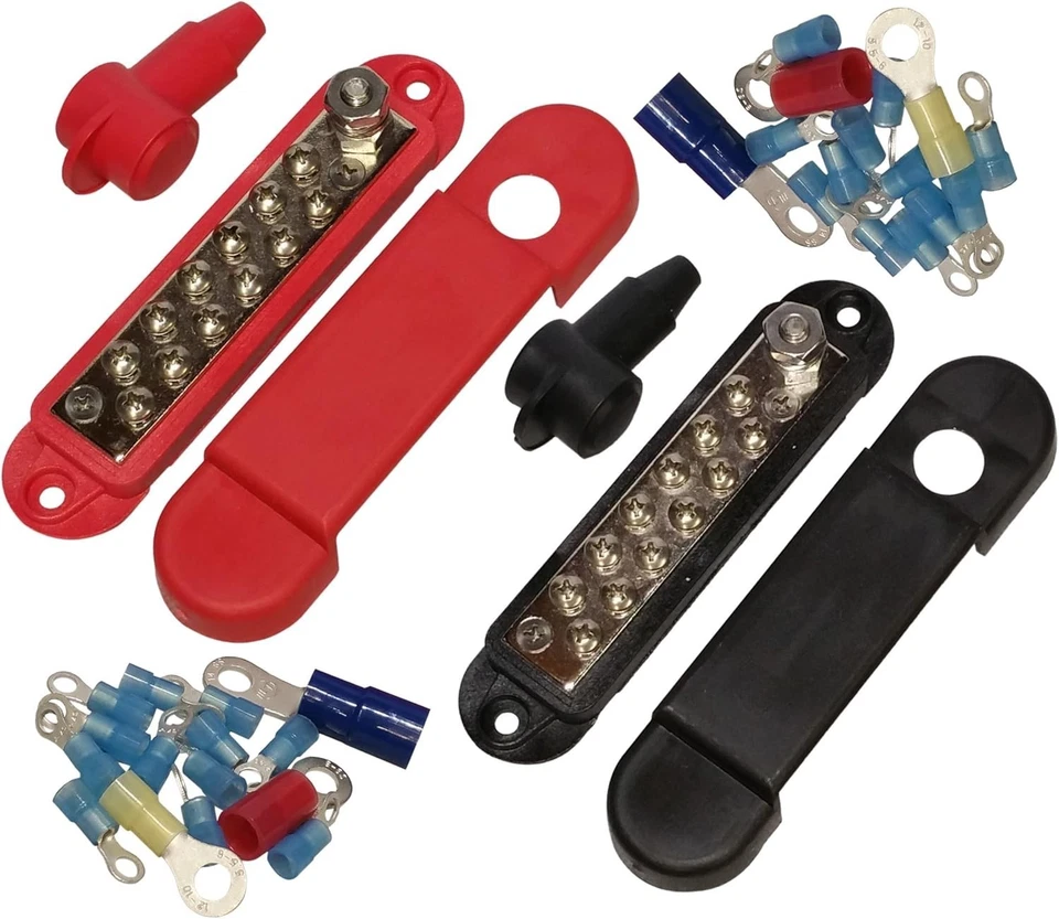 Premium 12 Terminal Power Distribution Block - Red & Black Busbars for 15 Amps - Image 3 of 4