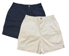 Liz Claiborne Shorts Women's 8 Set Of 2 Black Khaki Cotton Lizwear Golf VTG