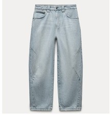 NWT ZARA the cropped barrel leg jeans size 34 in the color bleach