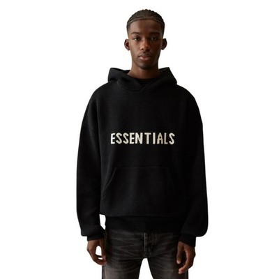 Fear of God Men's Essentials Knitted Classic Pullover Hoodie Black Size Medium