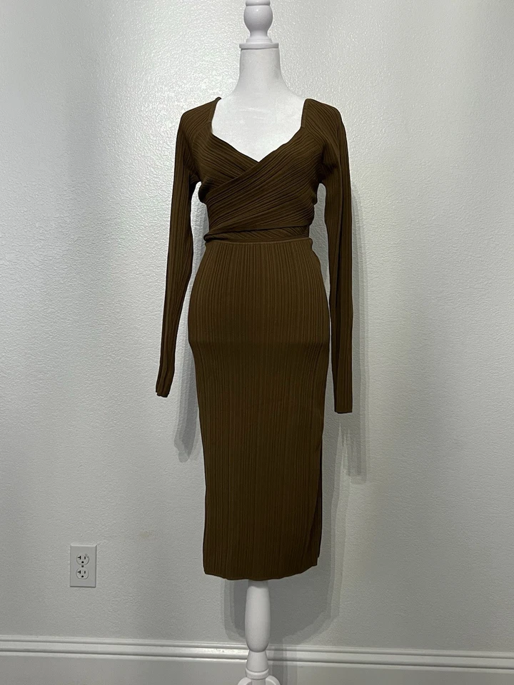 Vestido Marrón Vendaje Banana Republic Manga Larga Talla 8-10 Foto 2 de 4