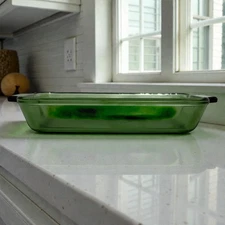 Anchor 2 Qt Glass Casserole Dish 8x11 Green Rectangular Baking Cooking w/Handles