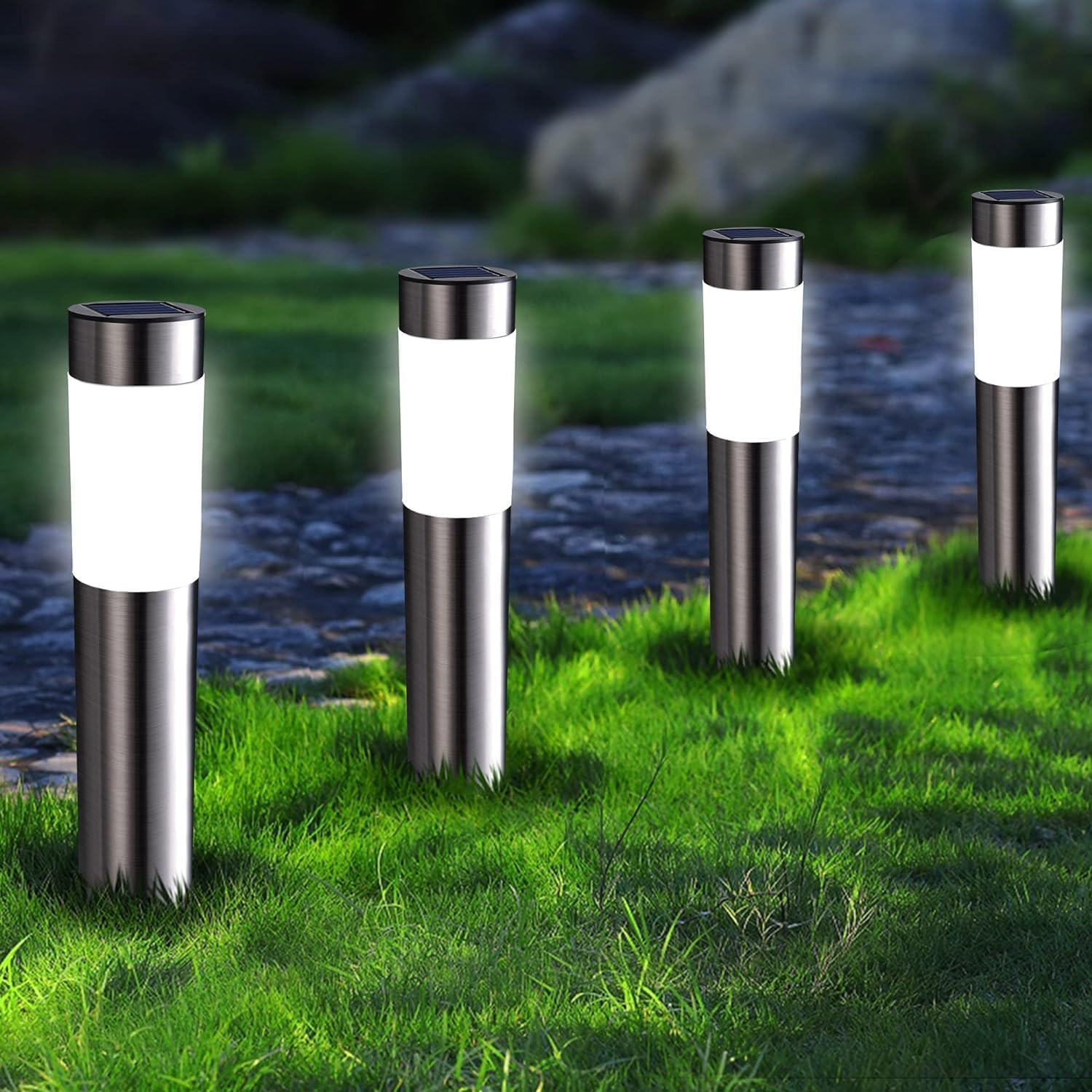 Solar Lights Outdoor Garden, 4 Pack Garden Lights Solar Powered Waterproof, LED