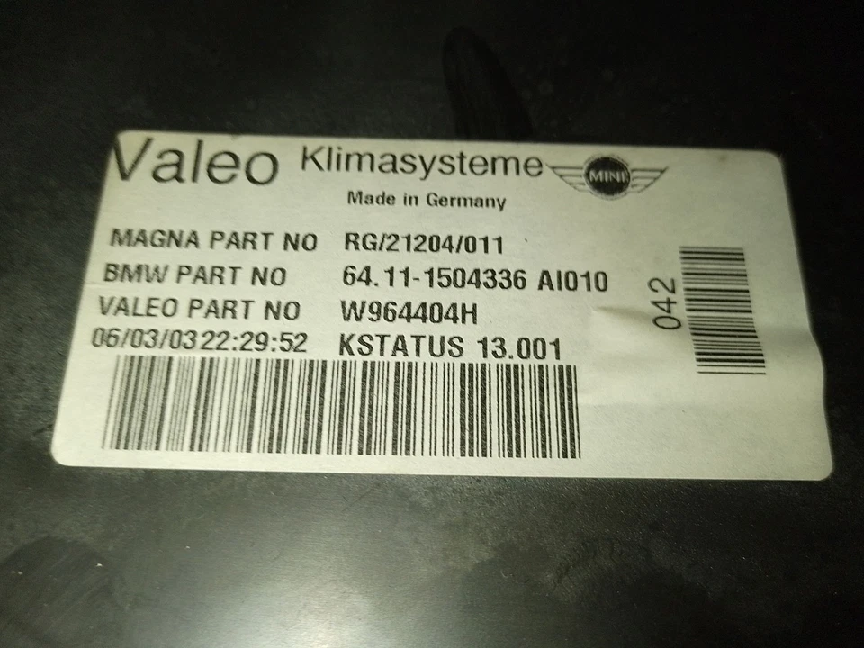 W964404H BLOC DE CHAUFFAGE COMPLET / 2706786 POUR MINI MINI R50, R53 ONE - Immagine 3 di 4