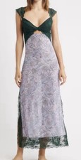 Free People Suddenly Fine Floral Lace Slip Maxi Dress Side Slit NWT SZ XS