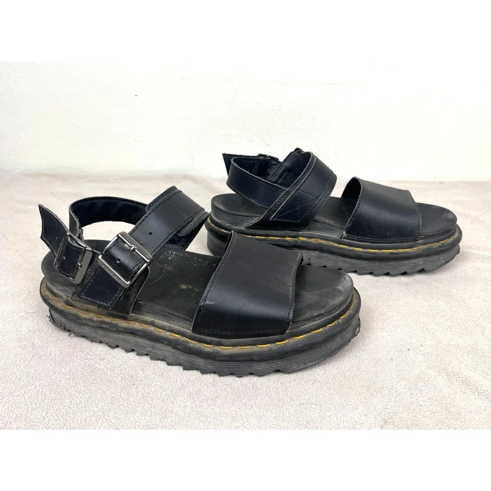 Dr. Martens Black Voss Leather Strap Gladiator Sandals Shoes  Women's Size 7 - Image 3 of 4