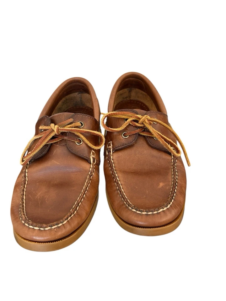 Mocasines Brooks Brother’s de cuero marrón con cordones Penny para hombre 9D Foto 2 de 4