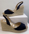 Manebi Platform Espadrilles Women's US9 EU39 Navy Blue Suede Slingback Wedges — photo 7
