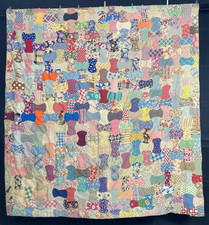 Vintage Handmade Beautiful "Apple Core" Pattern Multicolored Quilt 188x173 cm