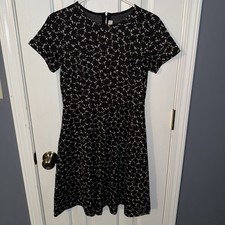 Ann Taylor Loft Women's Black And Tan Patterned Dress Size 0 EUC