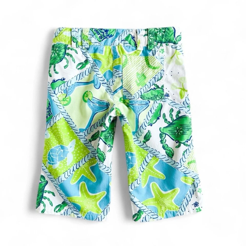 Lilly Pulitzer Capri Pants Starboard Patch Print Crab Starfish Turtle Multi 2T - Image 2 of 4