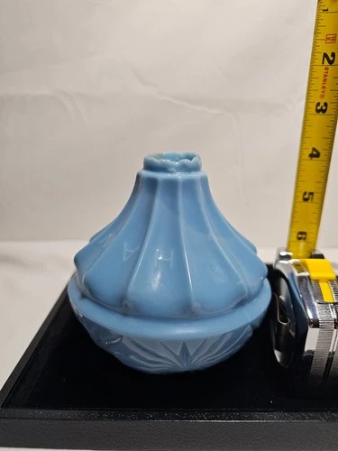 ANTIQUE HAWKEYE BLUE MILK GLASS LIGHTNING ROD BALL GLOBE WEATHERVANE