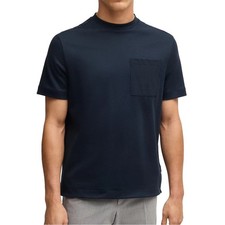 Hugo Boss Men's BOSS Taut Tech Performance Pocket SS Crew Tee Shirt Dark Blue