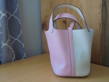 White and Pink Real Leather Womens purse Ladies handbag A++++ Condition