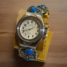 Vtg 97' GUESS Waterpro Timex Rotating Tachymeter Mens Watch Turquoise Native SW
