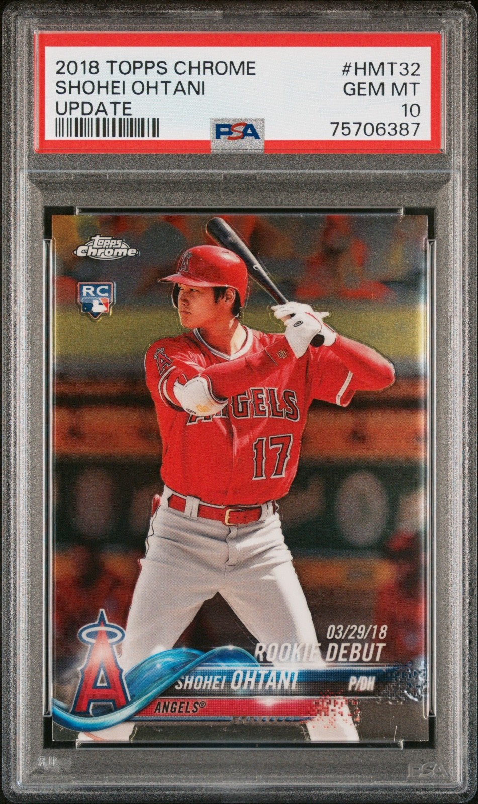 Shohei Ohtani ROOKIE RC BATTING TOPPS CHROME LOS ANGELES ANGELS GEM MINT PSA 10