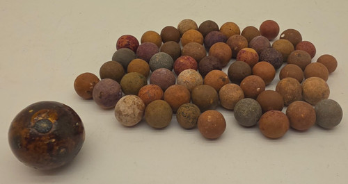 Vintage /Antique Clay Bennington Shooter Marble Plus Other Clay Marbles Lot