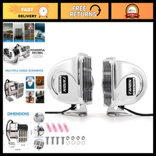 12v Double Stainless Steel Marine Boat Horn With Base Bracket - Loud Durable