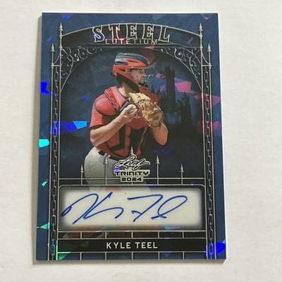 Kyle Teel 1/7 Autographed 2024 Leaf Trinity Steel Blue Crystal # S-KT1