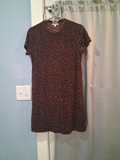 Ophelia Roe Brown Leopard Print Dress Velvet Stretch Size Small