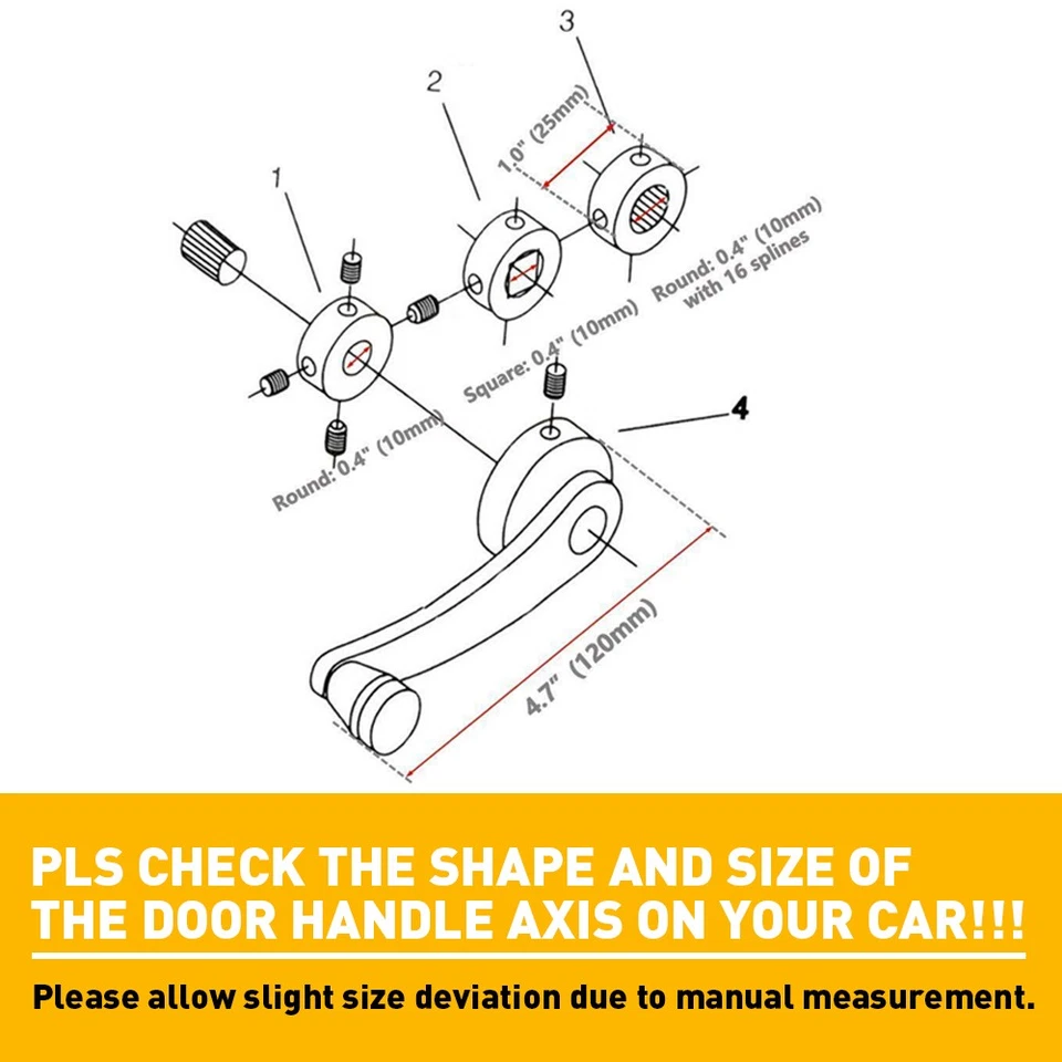 Manivela de ventana de aluminio Billet negro bobinadoras coche camión puerta de vidrio universal Foto 4 de 4