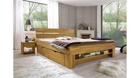 Futonbett Sofie Bett Kernbuche Massiv GeöLt Inkl. Bettkasten Und Regal 180X200