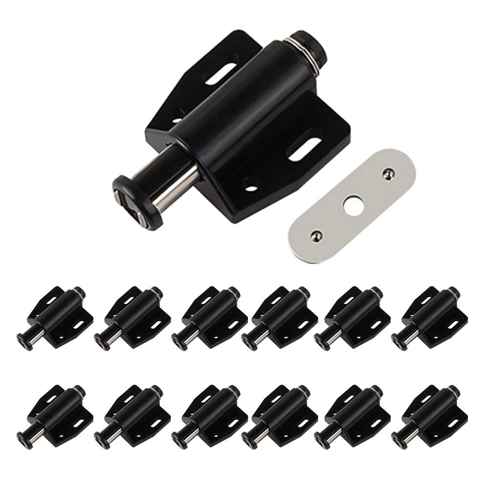 Magnetic Touch Latch 12pcs Heavy Duty Black Cabinet Drawer Magnet Catch Push ...