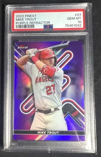 2022 Topps Finest #27 Mike Trout Purple Refractor /250 PSA 10