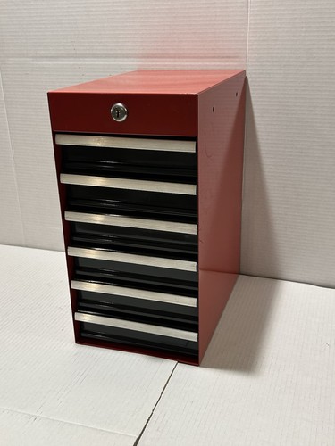 Vintage Craftsman Red 6 Drawer Hanging Side Caddy Tool Box w/ Key USA Never Hung